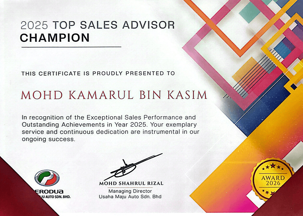 Award Top Sales Advisor Champion